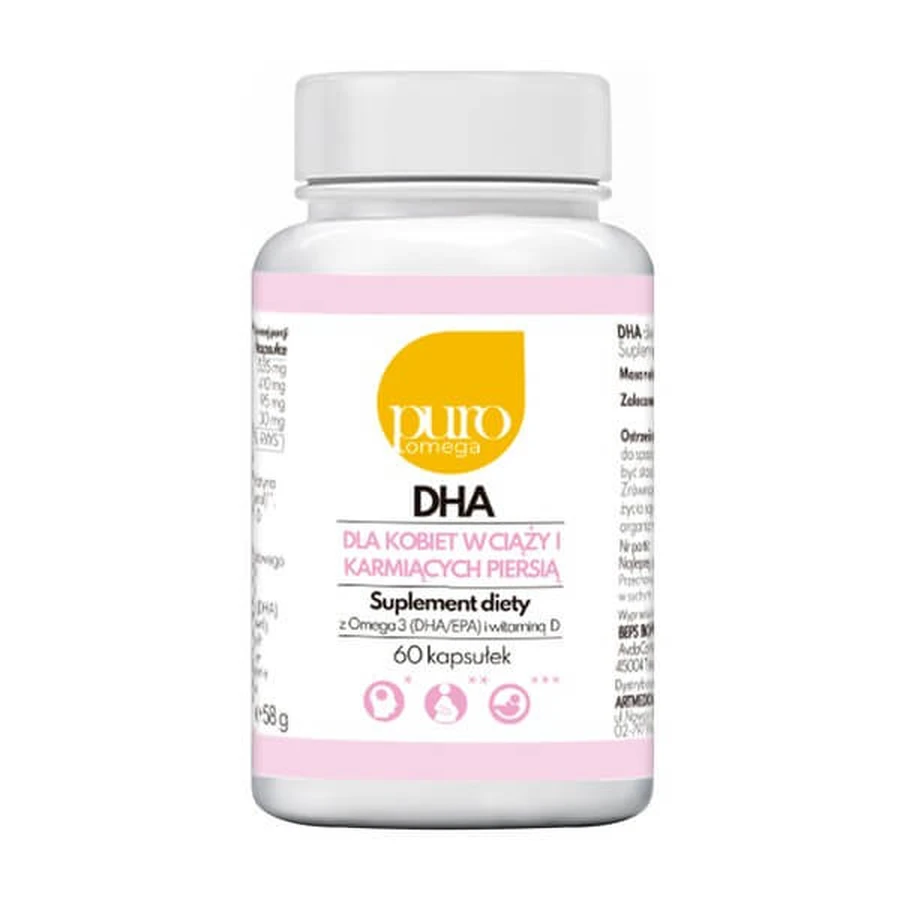 Puro Omega Omega-3 DHA voor zwangere vrouwen en vrouwen die borstvoeding geven, capsules, 60 st.