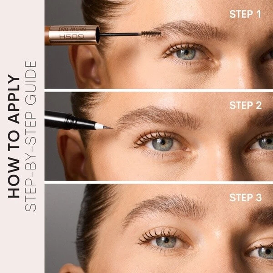 Gosh, teinture à sourcils longue durée avec gel 2-en-1, 001 Light Brown, 2.9 g