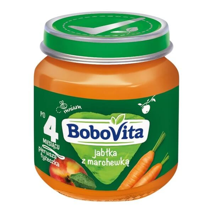 Zestaw 3 x BoboVita, jabłka z marchewką, 4 m+, 125 g: ceny i cechy