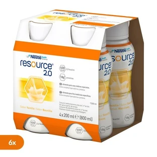 Set of 6 x Resource 2.0, vanilla flavored liquid, 4 x 200 ml