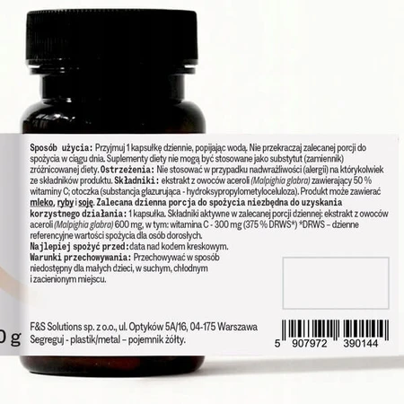 Sundose Vitamine C uit acerola-extract, harde capsules, 30 st.