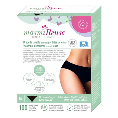 Masmi Reuse Organic Care, Dames incontinentie ondergoed - lage staat, maat M, 1 stuk.