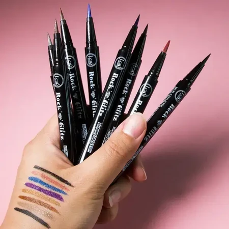 J.Cat Beauty, Rock N' Glitz Diamond Dazzle Liquid Liner 101, liquid eyeliner with diamond shine, 0.85 g.