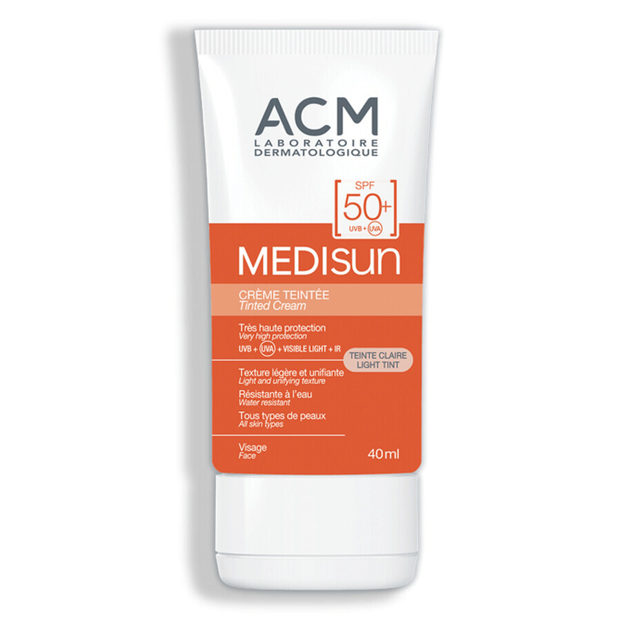 Medisun Getinte Zonnebeschermingscrème met SPF 50+ Lichte Tint, 40 ml, Acm