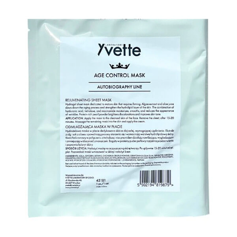 Yvette Age Control Mask, masque en feuille rajeunissant, 1 pc.