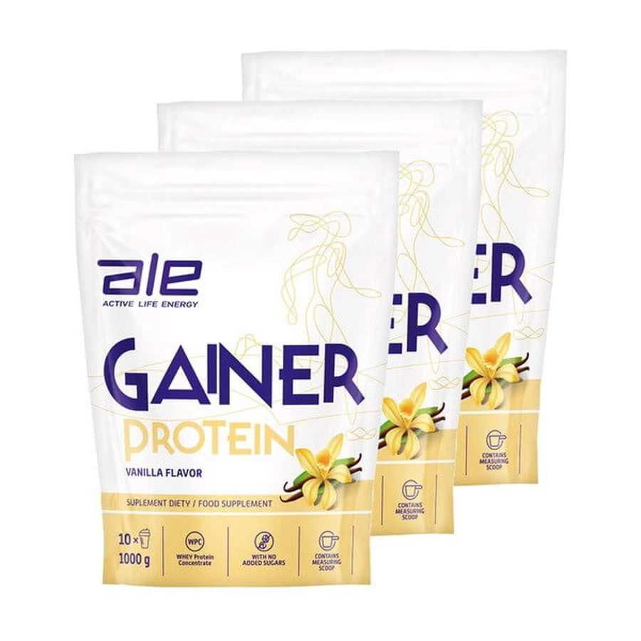 Set van 3 x ALE Gainer Eiwit Vanille Smaak