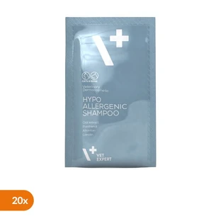 Vet Expert Champú Hipoalergénico, champú hipoalergénico para perros y gatos, sobres, 15 ml, 20 uds.