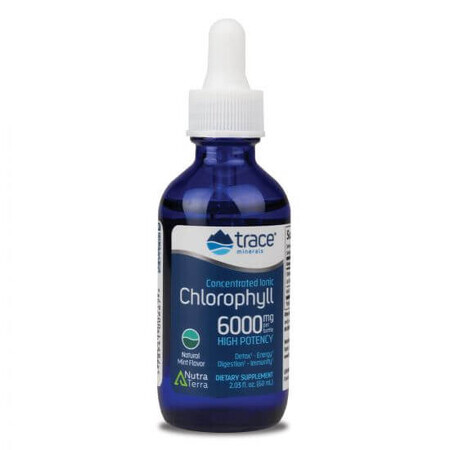 Geconcentreerde ionische chlorofylvloeistof 6000 mg, muntsmaak, 59 ml, Trace Minerals
