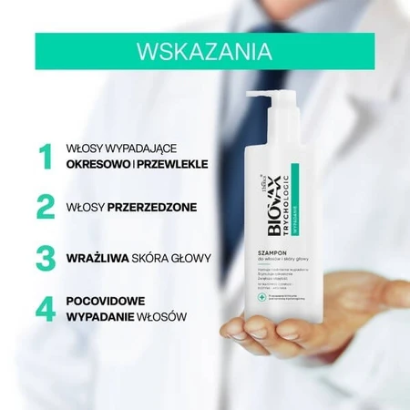 Zestaw Biovax Trychologic Wypadanie, szampon, 200 ml + maska do włosów i skóry głowy, 200 ml: ceny i cechy