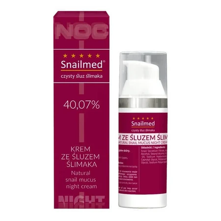 Snailmed, regenerierende Nachtcreme für das Gesicht mit natürlichem Schneckenschleim, 50 ml