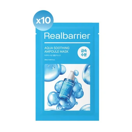 Real Barrier Aqua, mascarilla-ampolla calmante, 10 x 28 ml