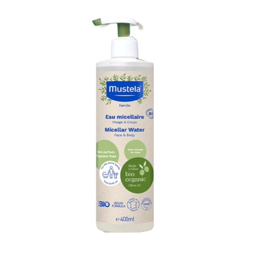 Acqua micellare eco per viso e corpo, 400 ml, Mustela