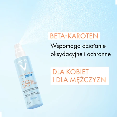 Vichy Capital Soleil UV-Aqua, spray de protecție SPF50 pentru față și corp, 200 ml
