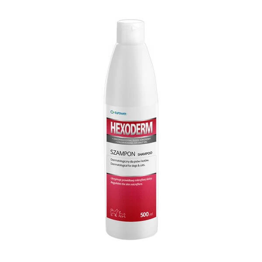 Hexoderm Champú dermatológico para perros y gatos, 500 ml
