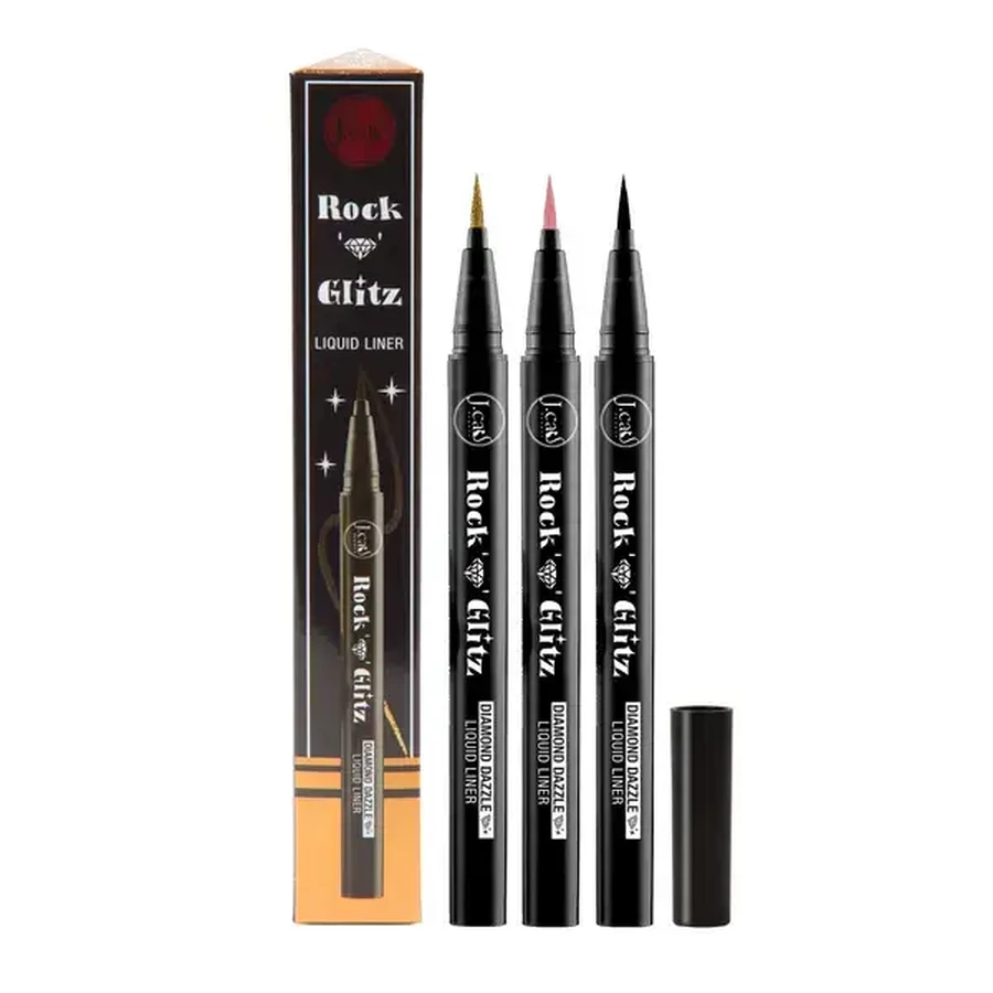 J.Cat Beauty, Rock N' Glitz Diamond Dazzle Liquid Liner 103, flüssiger Eyeliner mit Diamantglanz, 0,85 g.