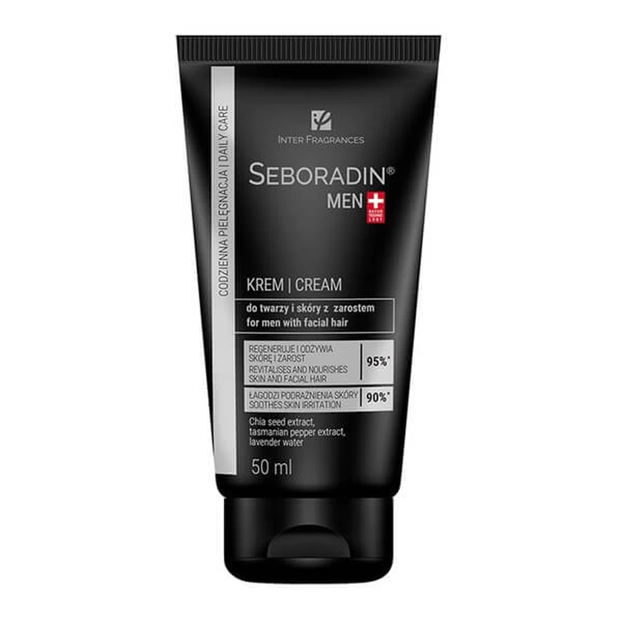 Seboradin Men, krem do twarzy i skóry z zarostem, 50 ml: ceny i cechy