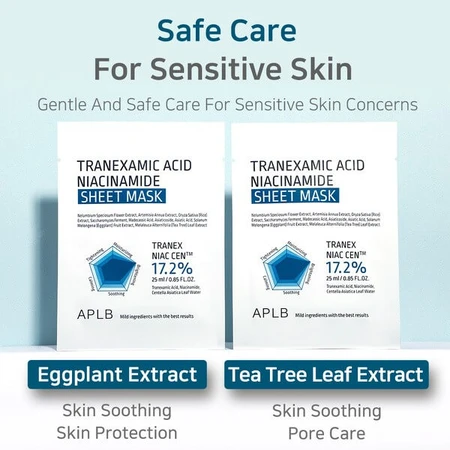 APLB Tranexamic Acid Niacinamide Sheet Mask, aufhellende Sheet Mask mit Tranexamsäure und Niacinamid, 25 ml