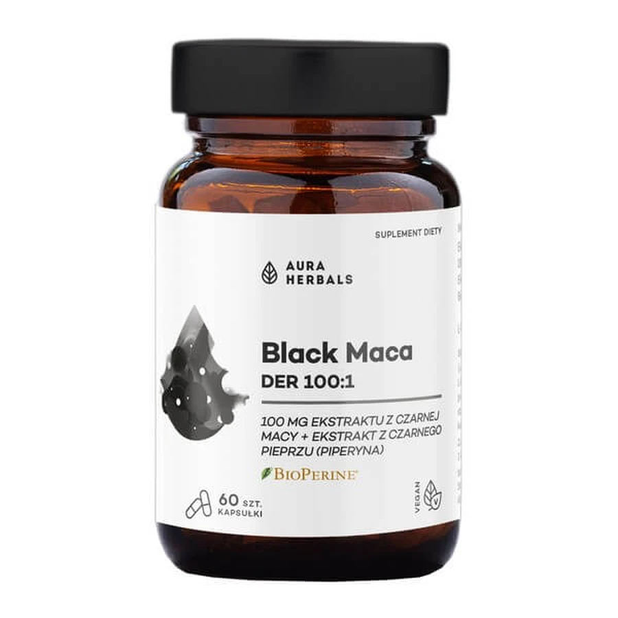 Aura Herbals Black Maca DER 100:1, capsule, 60 pezzi.