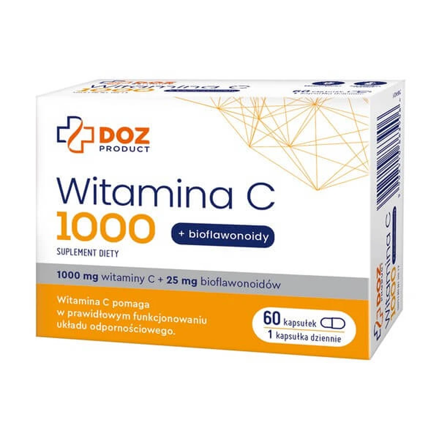 Set DOZ Produs Vitamina C 1000 + bioflavonoide, capsule, 60 buc. + Sistem Doppelherz Kollagen 11.000 PLUS, lichid, fiole, 30 buc. x 25 ml