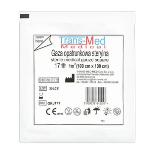 Gaza opatrunkowa sterylna, 17-nitkowa, 1m2, Trans-Med, 1 szt.