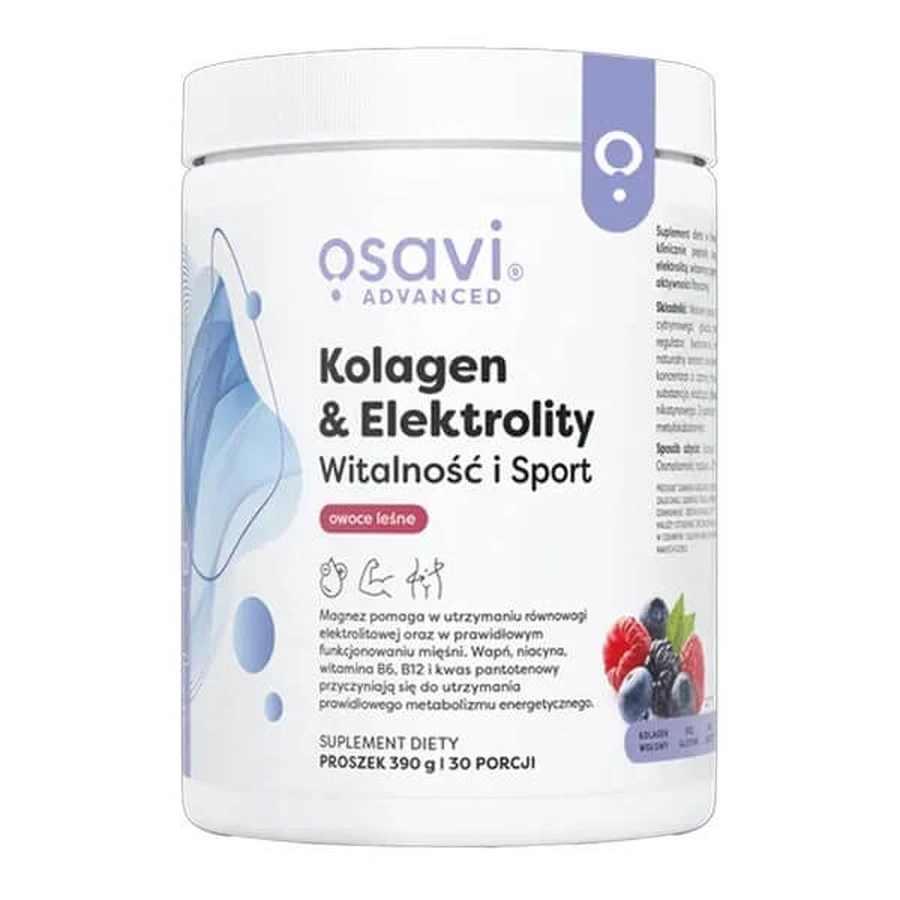 Osavi Collageen &amp; Elektrolyten Vitaliteit en Sport, poeder, bosvruchtensmaak, 390 g