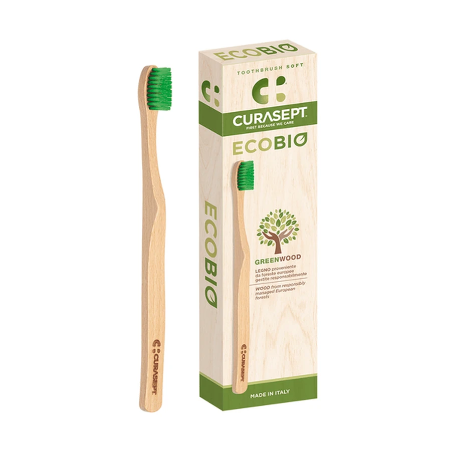 Curasept Ecobio, Zahnbürste, weich, aus Holz, 1 Stk.
