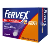 Fervex Schmerz und Fieber C Plus, 330 mg + 200 mg, Brausetabletten, 20 Stück.