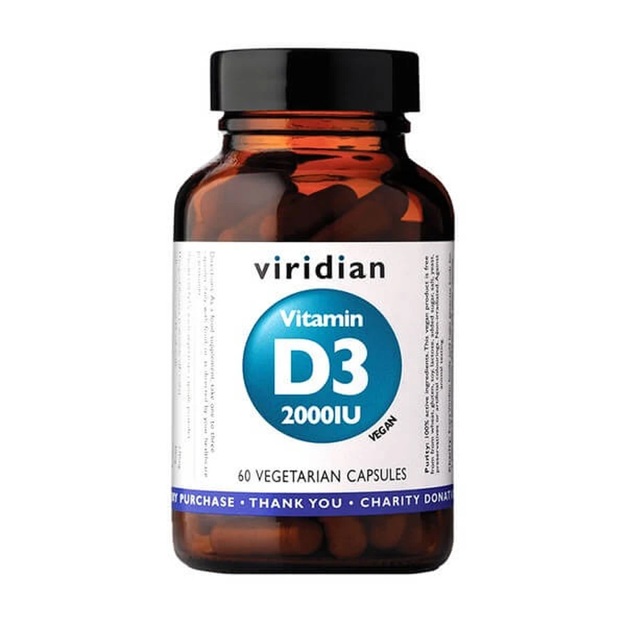 Viridian Vitamine D3 2000IU, gélules, 60 pcs.