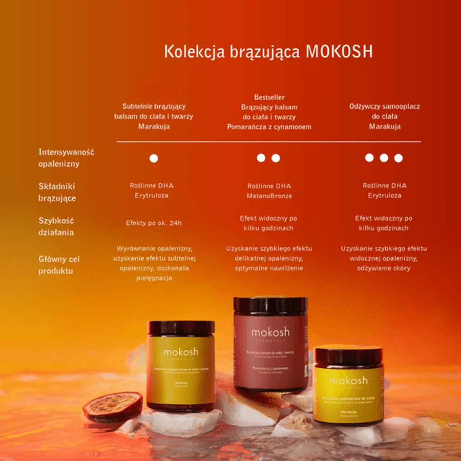 Mokosh, lotion bronzante subtile pour le corps et le visage, fruit de la passion, 180 ml