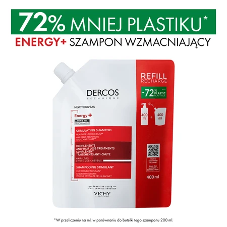 Kit Dercos Energy+, Șampon de întărire, 400 ml + pachet de reumplere, 400 ml