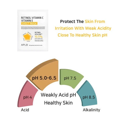 APLB Retinol Vitamin C Vitamin E Sheet Mask, facial sheet mask with retinol and vitamins C and E, 25 ml
