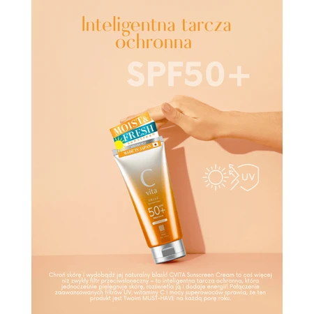 Meishoku C Vita Sunscreen Cream SPF50+, cremă de protecție solară cu o textură catifelată, ușoară, 50 g
