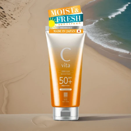 Meishoku C Vita Sunscreen Cream SPF50+, cremă de protecție solară cu o textură catifelată, ușoară, 50 g