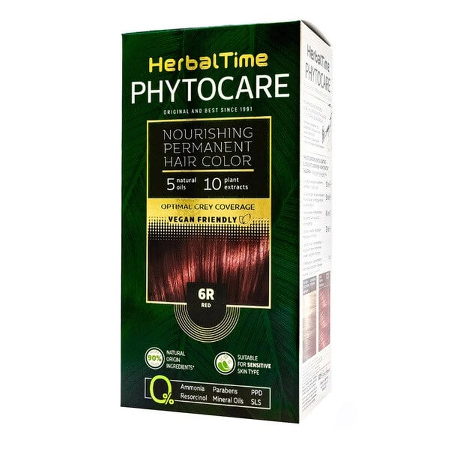Herbal Time Phytocare, tinte para el cabello, 6R Rojo, 130 ml