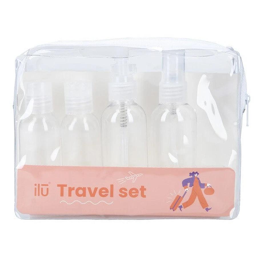 Ilu, set of travel cosmetics containers, 5 pcs.
