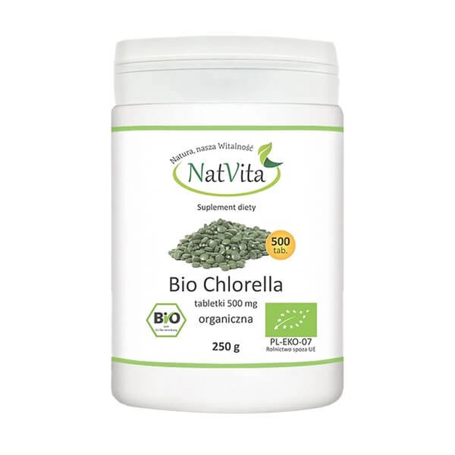 NatVita Bio Chlorella, tabletten, 500 stuks.