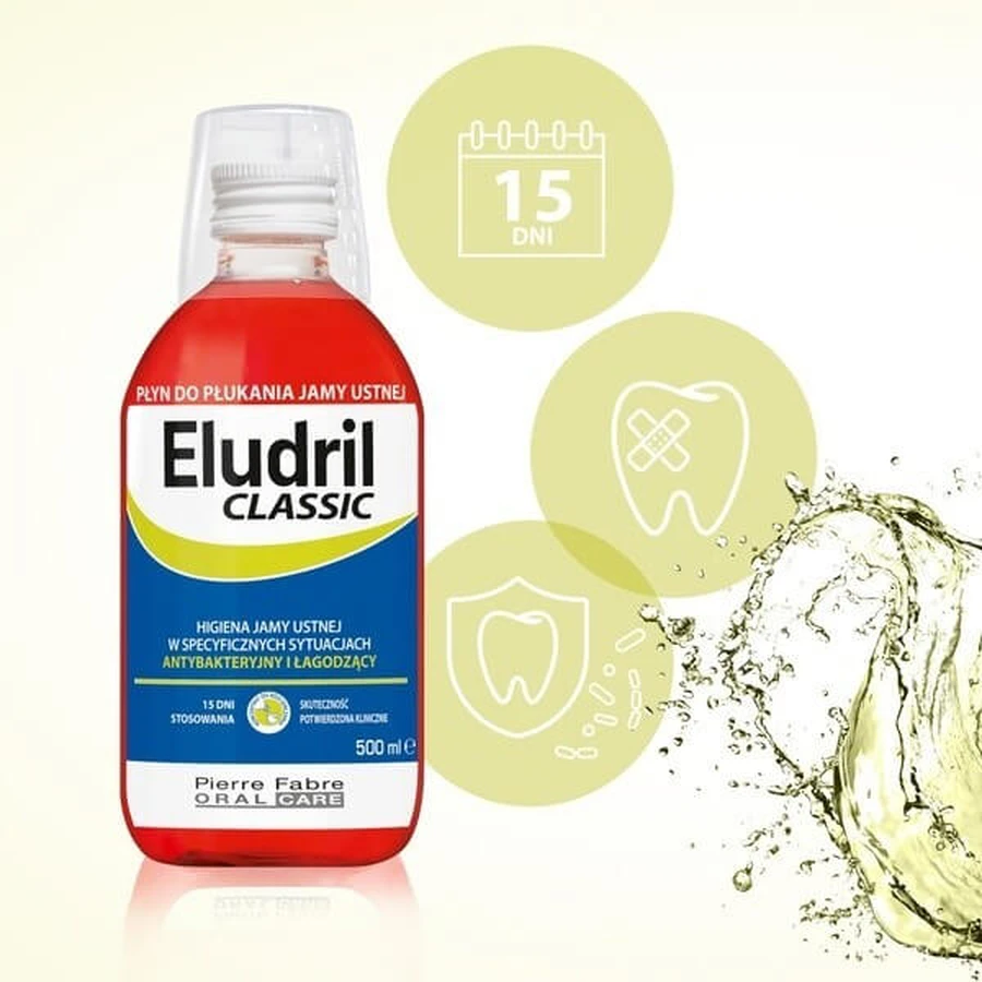 Set Eludril Classic, collutorio, 500 ml + Elgydium Clinic Perioblock Pro, dentifricio, 50 ml