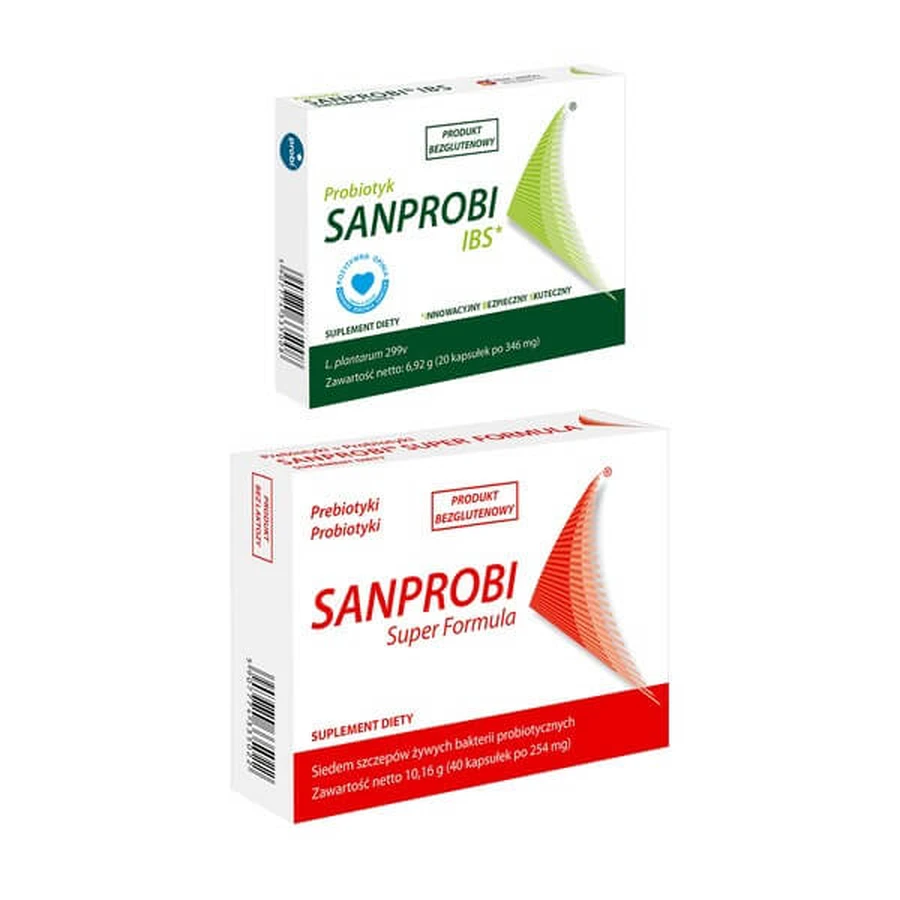Set Sanprobi IBS, cápsulas, 20 uds. + Sanprobi Super Fórmula, cápsulas, 40 uds.