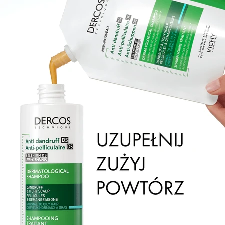 Set Vichy Dercos DS, antiroosshampoo, normaal en vet haar, 390 ml + navulverpakking, 390 ml
