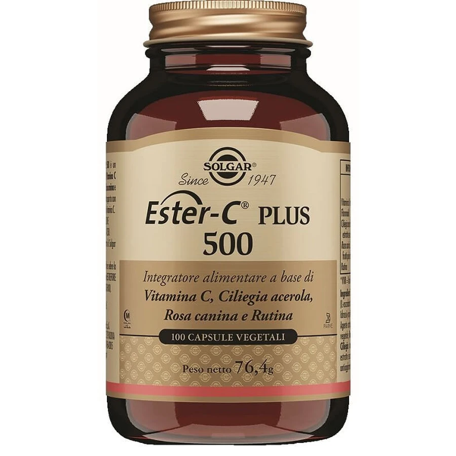 Solgar Ester-C Plus 500 Vitamin C Ergänzung mit Acerola und Hagebutte - 100 Kapseln