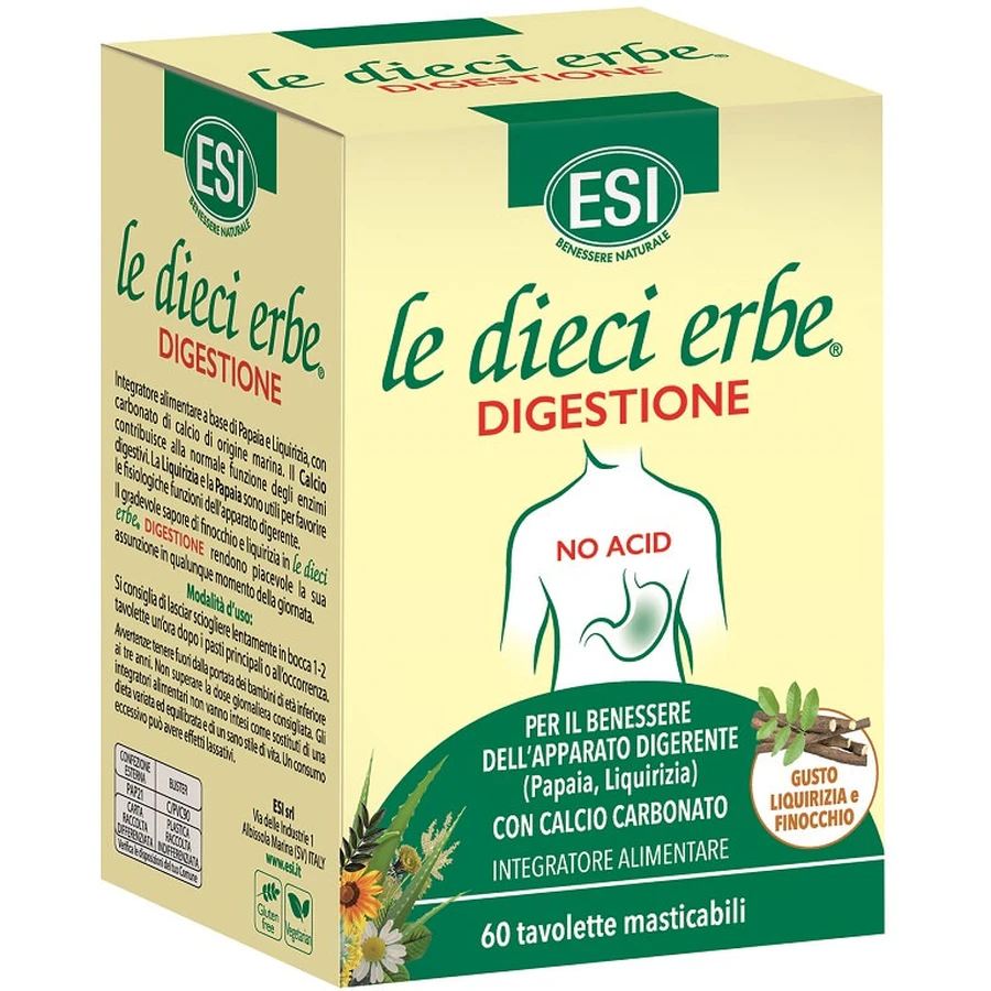 Esi Le Dieci Erbe Digestion No Acid 60 Tablets