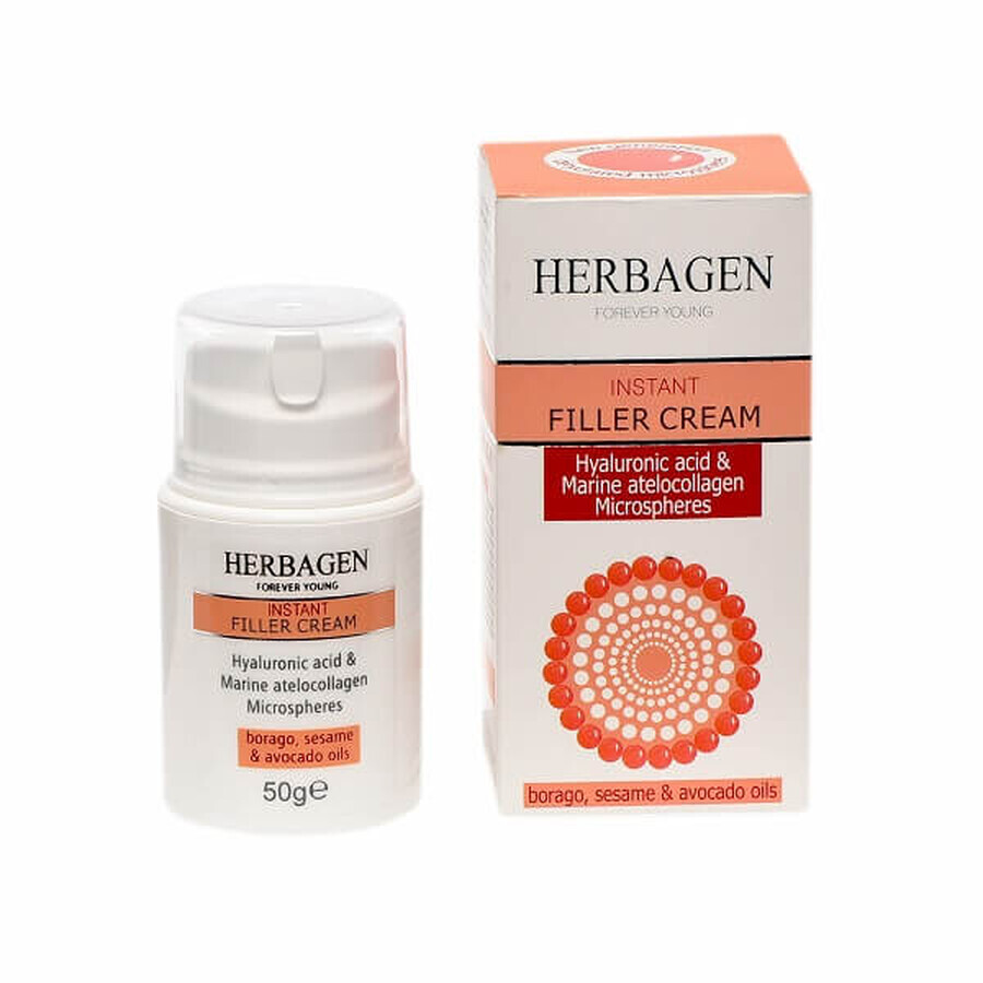 Hyaluronzuur en collageen microsferen crème, Filler Instant, 50g, Herbagen