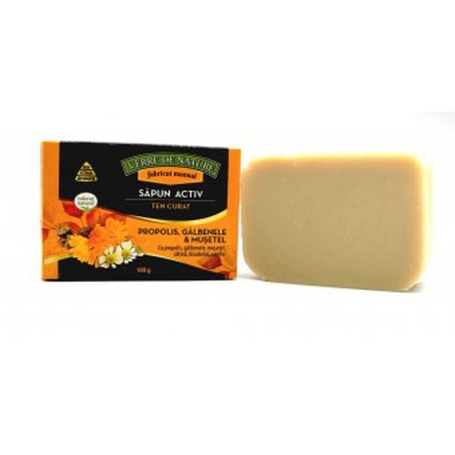 Savon actif nettoyant à la propolis, au souci, à la camomille et au camphre 100 g Verre de Nature