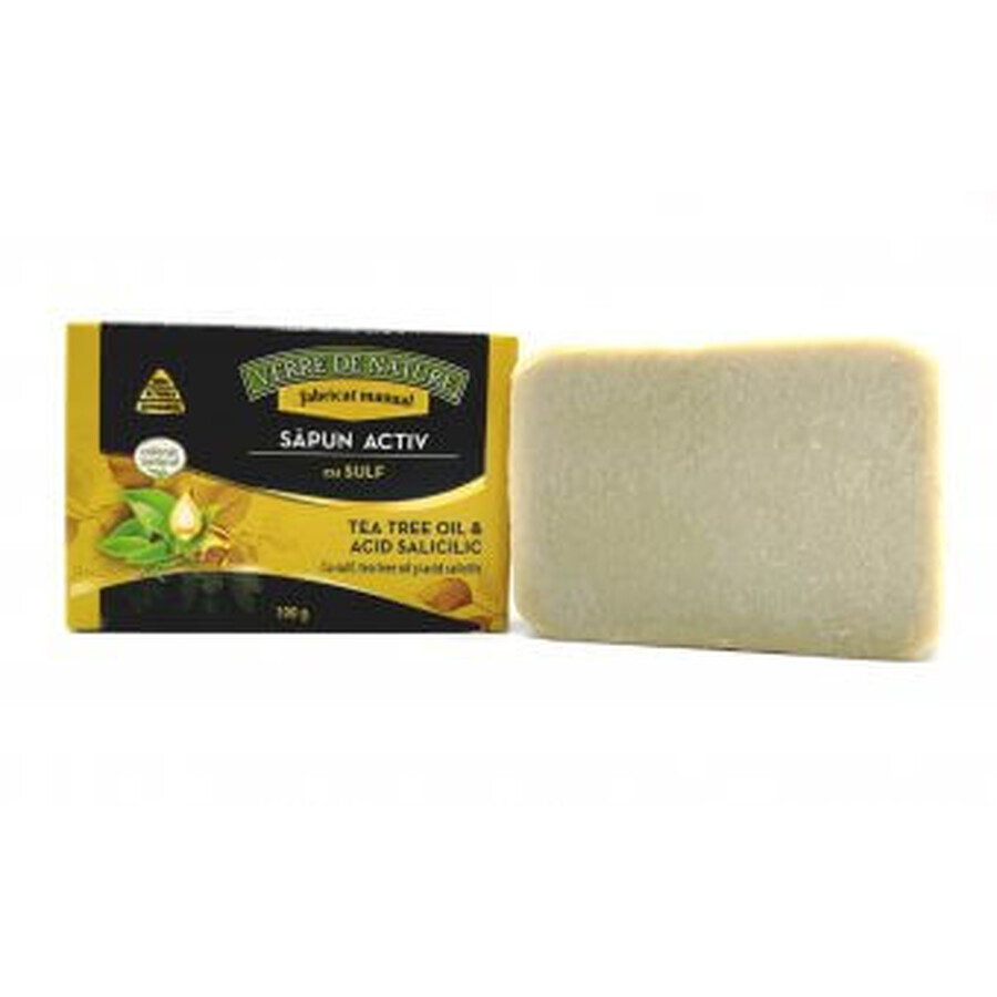 Active Soap with Sulphur, Salicylic Acid and Tea Tree Oil 100 g Verre de Nature