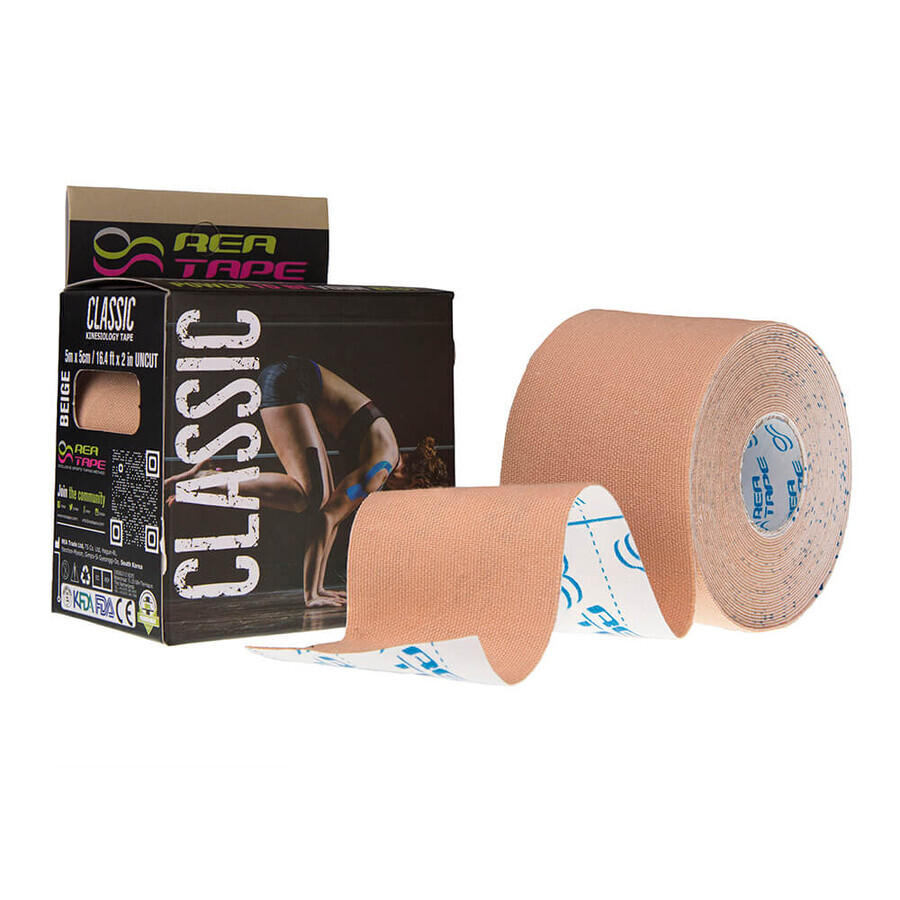 Premium Kinesiologisches Band beige, 5cm x 5m, REA Tape