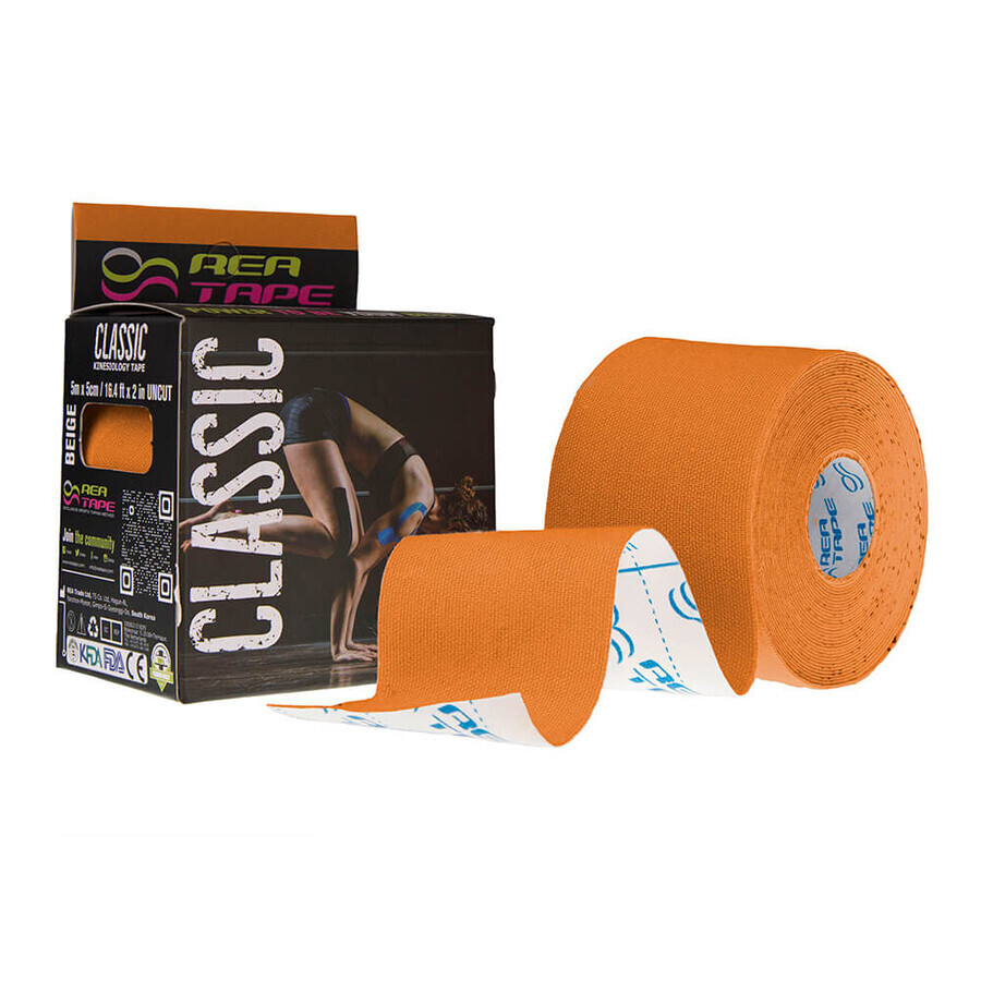 Ruban kinésiologique premium orange, 5cm x 5m, REA Tape