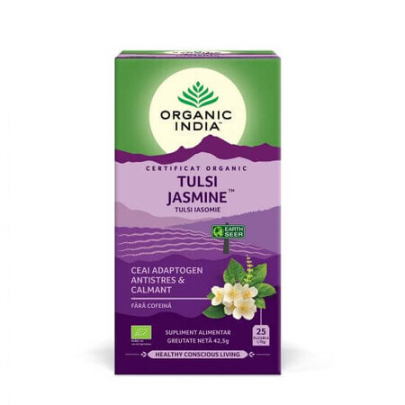 Tulsi Jasmine Thé Adaptogène, 25 sachets, Inde biologique