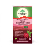 Thé adaptogène Tulsi Ceylan Cannelle et Rose, 25 sachets, Inde biologique