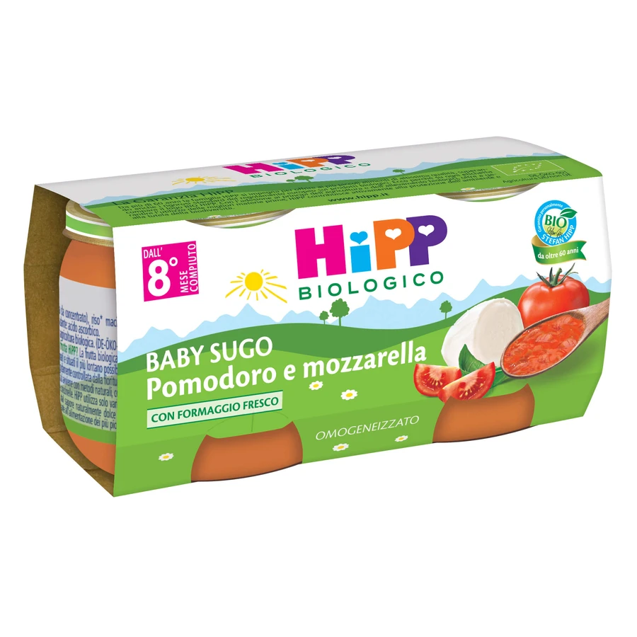 HiPP Baby Sugo Tomate și Mozzarella Bio 2x80g 4+ luni
