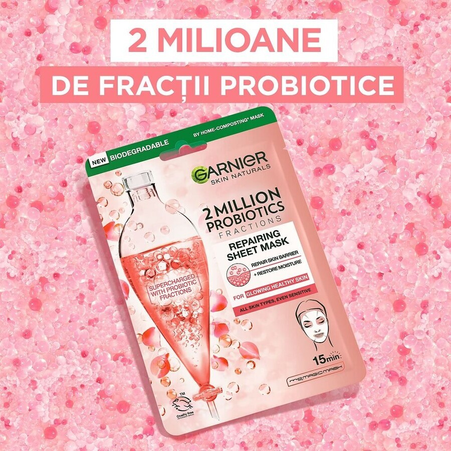 Maschera in tovagliolo arricchita con 2 milioni di frazioni probiotiche Skin Naturals, 22 g, Garnier